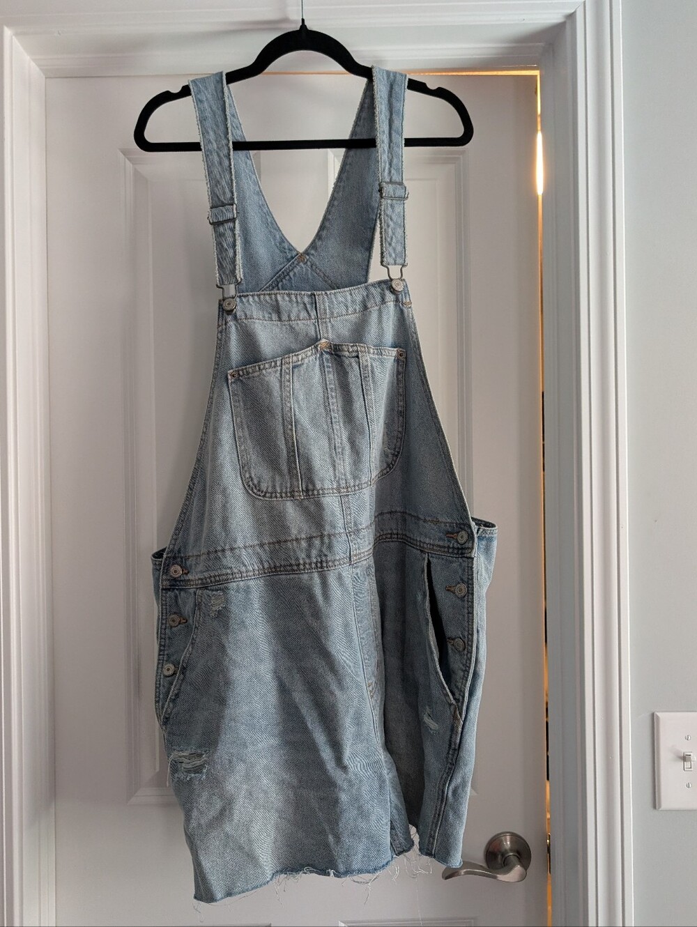 Old Navy Light Blue Denim Overalls Shorts with Front Pocket